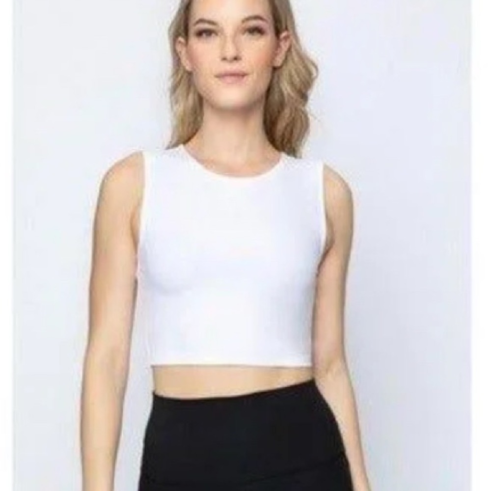 White Sleeveless Crop Top